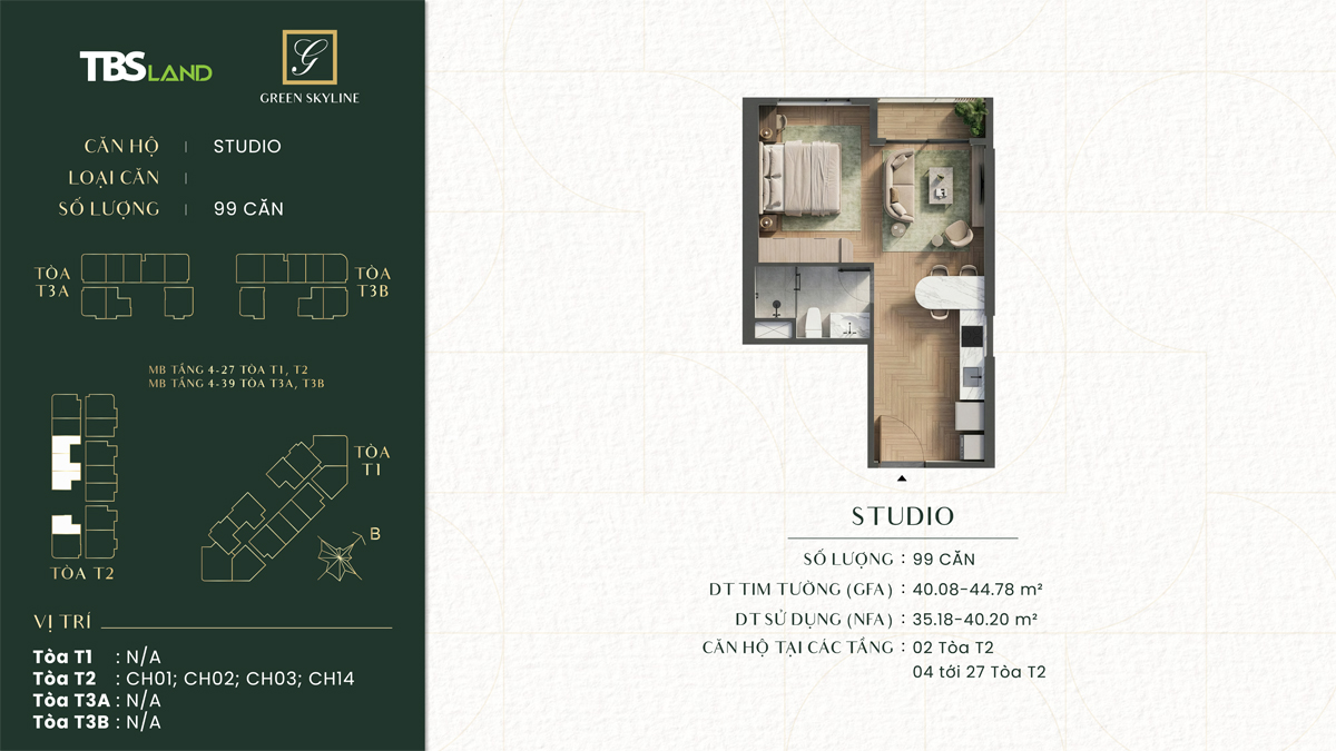 Mặt bằng căn hộ Studio